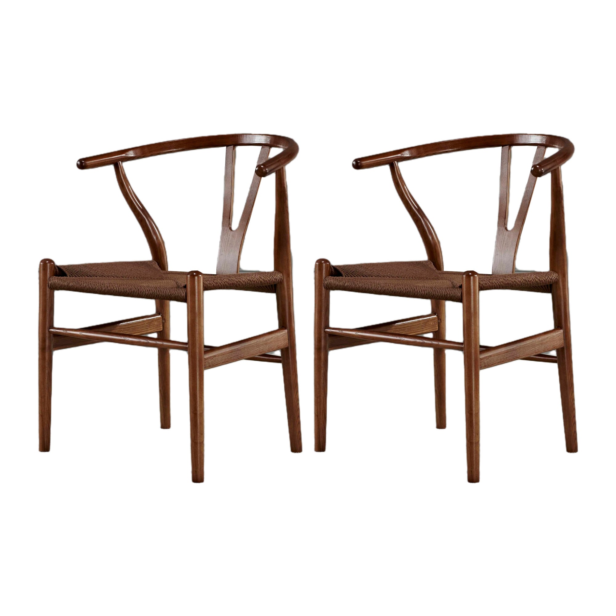 Contemporary Home Wood Arm Chair Natural Wishbone Dining Chair (Set of 2)