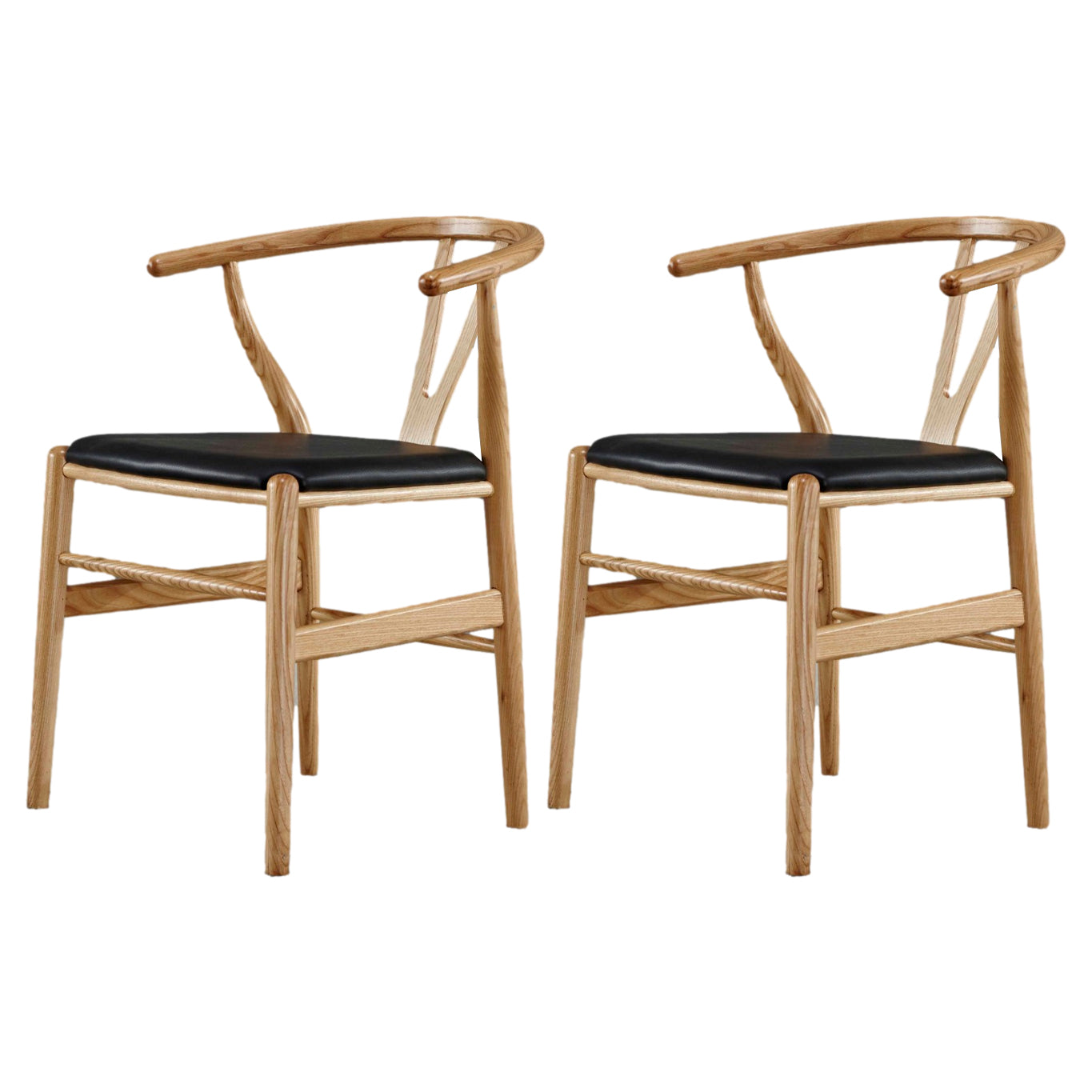 Contemporary Home Wood Arm Chair Natural Wishbone Dining Chair (Set of 2)