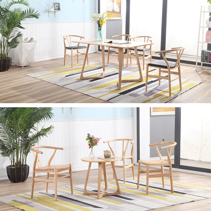 Contemporary Home Wood Arm Chair Natural Wishbone Dining Chair (Set of 2)