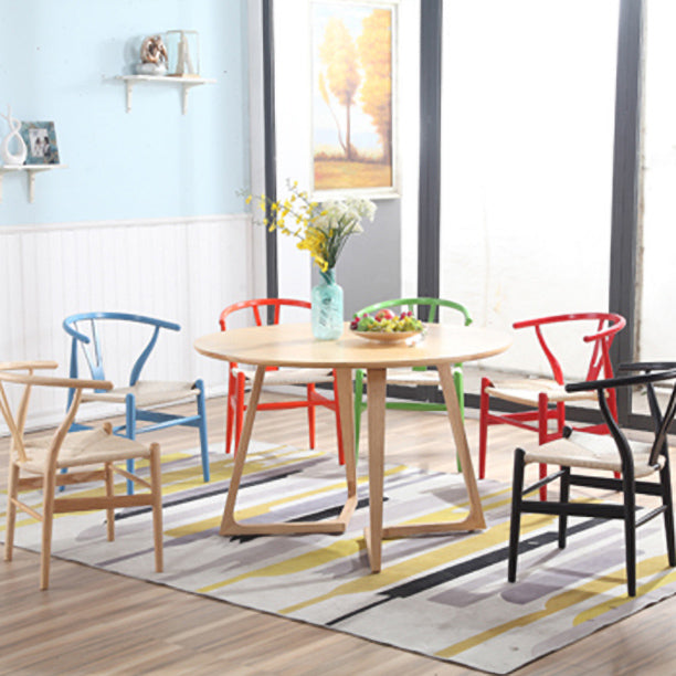 Contemporary Home Wood Arm Chair Natural Wishbone Dining Chair (Set of 2)