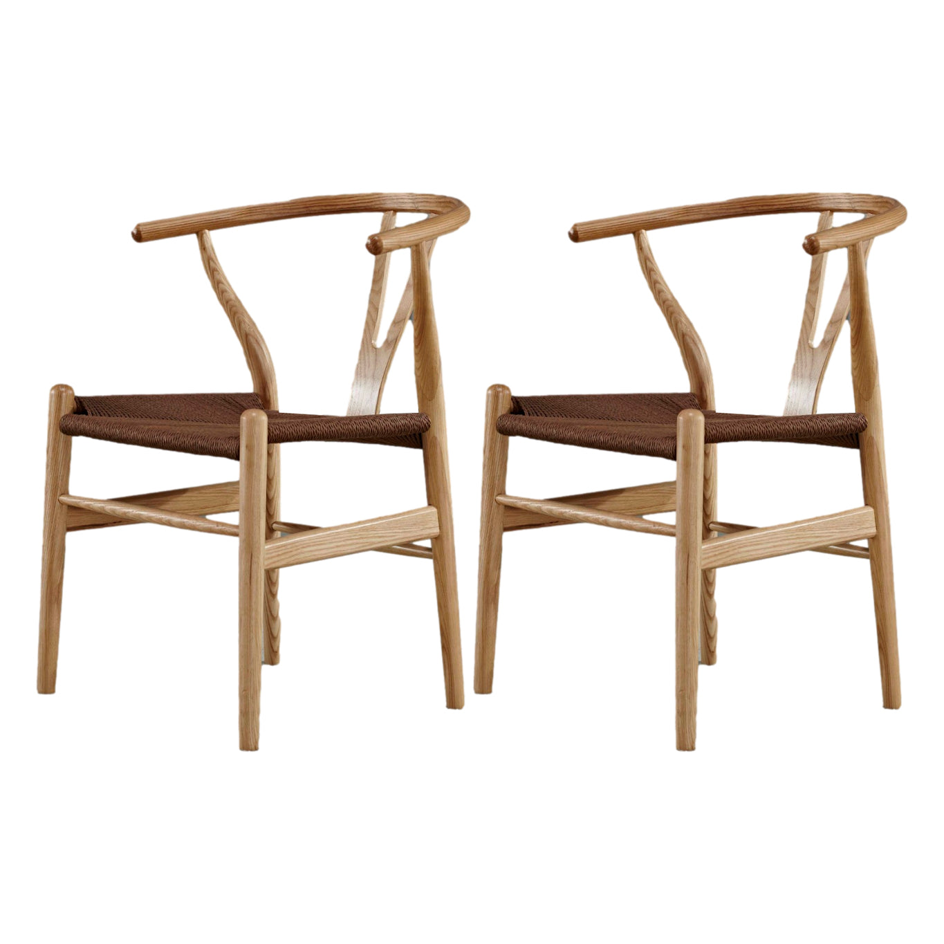 Contemporary Home Wood Arm Chair Natural Wishbone Dining Chair (Set of 2)