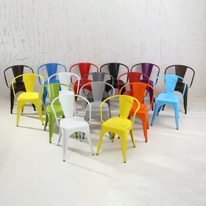Industriële eetgelegenheden stackbare fauteuil met metalen benen (set van 4)