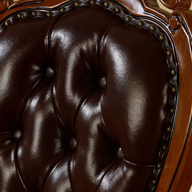 Sillones de comedor victorianos tapizados Sillones capitoné con patas de madera (juego de 2)
