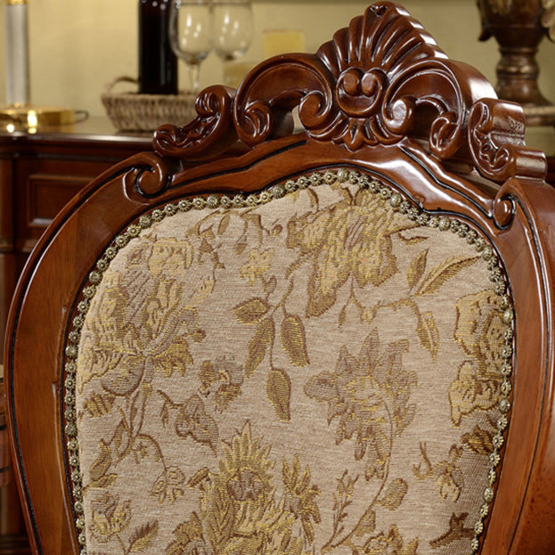 Sillones de comedor victorianos tapizados Sillones capitoné con patas de madera (juego de 2)