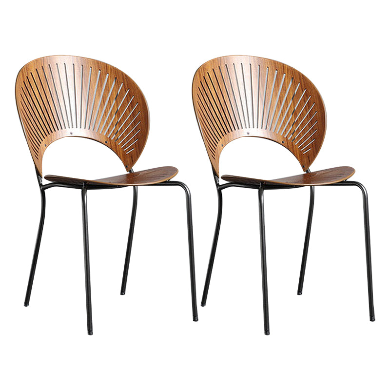 Chaises en métal de style industriel Chaise d'appoint à dossier ouvert pour salle à manger (Ensemble de 2)