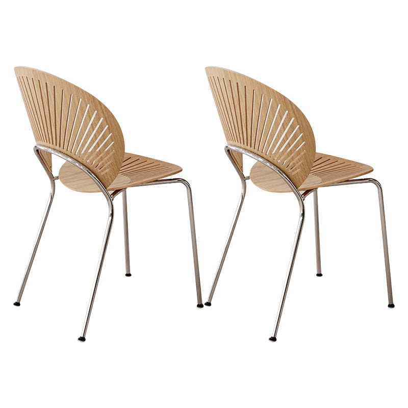 Sillas de metal de estilo industrial, silla lateral con respaldo abierto para comedor (juego de 2)