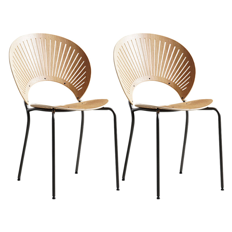 Chaises en métal de style industriel Chaise d'appoint à dossier ouvert pour salle à manger (Ensemble de 2)