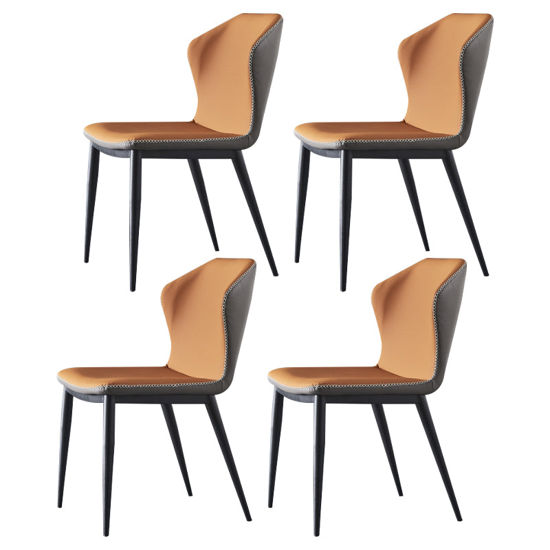 Chaises d'appoint sans accoudoirs en cuir avec chaise à oreilles de style industriel (Ensemble de 4)