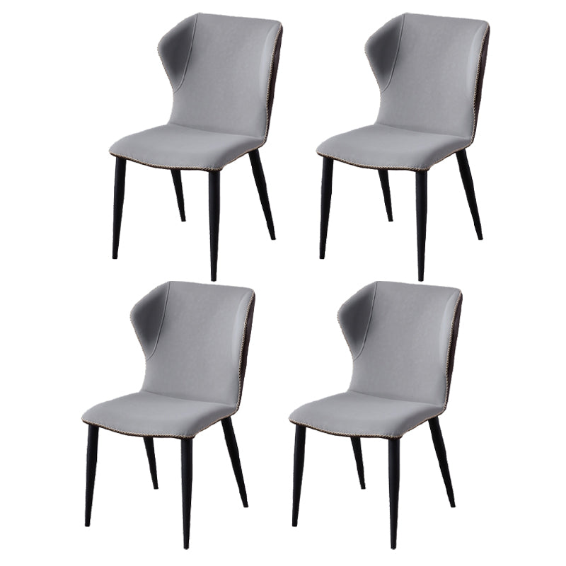 Chaises d'appoint sans accoudoirs en cuir avec chaise à oreilles de style industriel (Ensemble de 4)