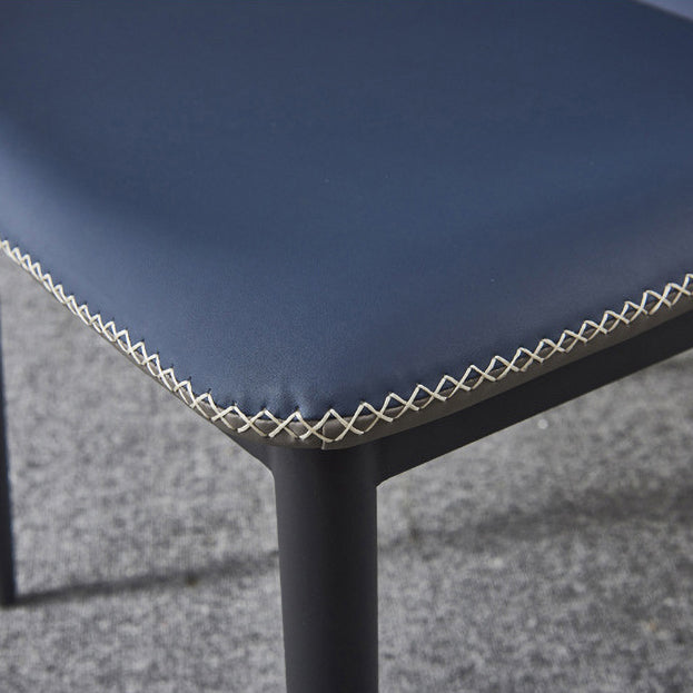 Sillas laterales sin brazos de comedor de cuero con respaldo de estilo industrial (juego de 4)