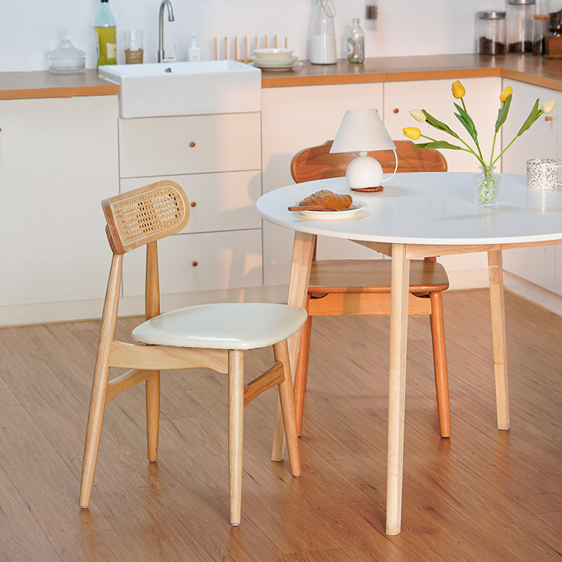 Silla de comedor de madera de estilo tradicional, silla auxiliar de comedor sin brazos con respaldo abierto (juego de 2)
