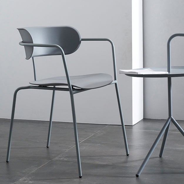 Industrial Metal Balcony Arm Chair Matte Finish Open Back Dining Chair (Set of 4)