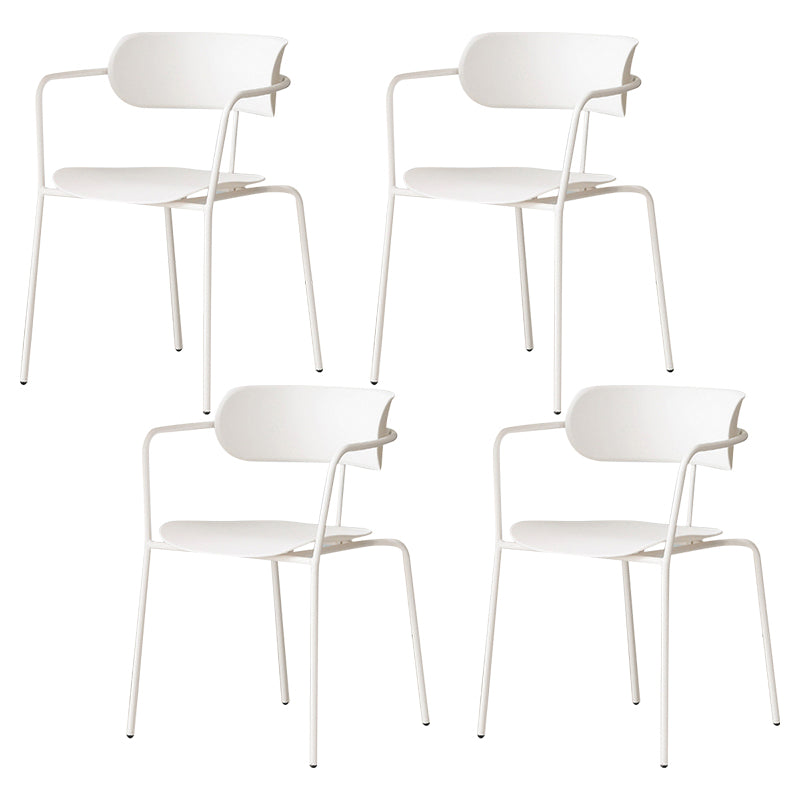 Industrial Metal Balcony Arm Chair Matte Finish Open Back Dining Chair (Set of 4)
