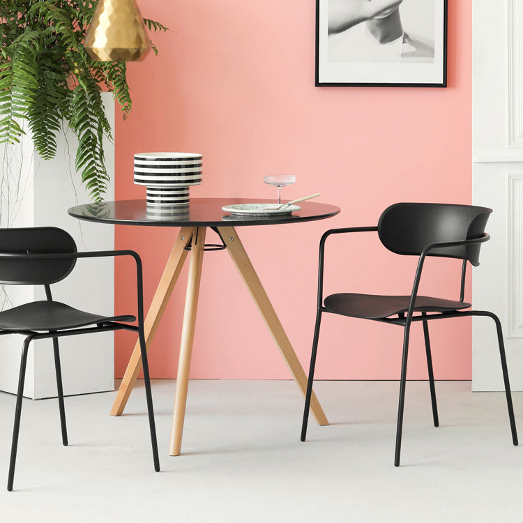 Industrial Metal Balcony Arm Chair Matte Finish Open Back Dining Chair (Set of 4)