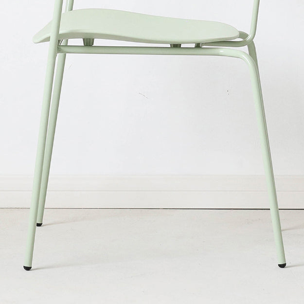 Industrial Metal Balcony Arm Chair Matte Finish Open Back Dining Chair (Set of 4)