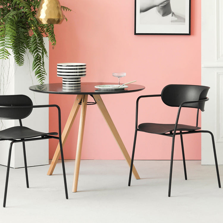 Industrial Metal Balcony Arm Chair Matte Finish Open Back Dining Chair (Set of 4)