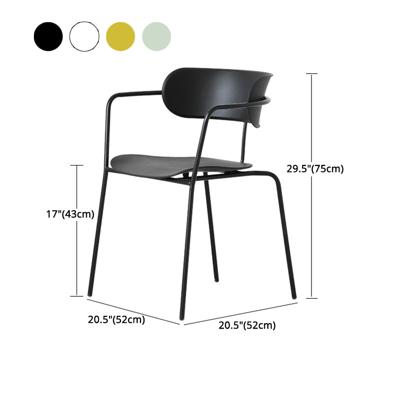 Industrial Metal Balcony Arm Chair Matte Finish Open Back Dining Chair (Set of 4)