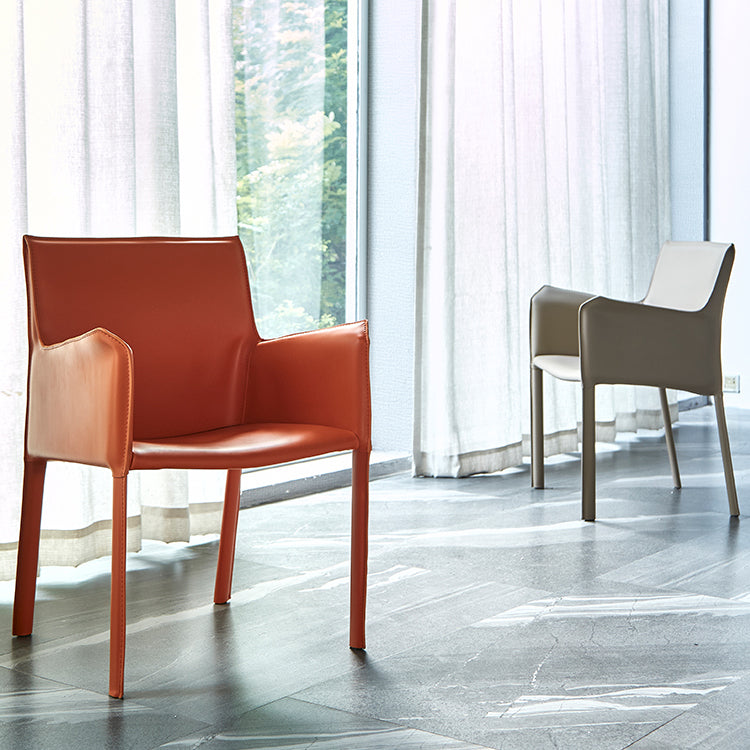 Fauteuil de maison en cuir de Style design, finition mate, chaise de salle à manger simple à dossier solide