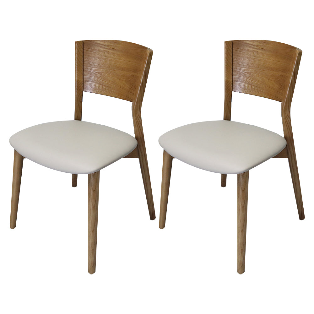Chaise d'appoint industrielle en bois de chêne, finition mate, chaise de salle à manger à dossier ouvert (Ensemble de 2)