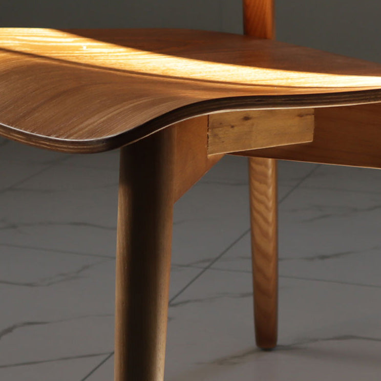 Chaise d'appoint industrielle en bois de chêne, finition mate, chaise de salle à manger à dossier ouvert (Ensemble de 2)