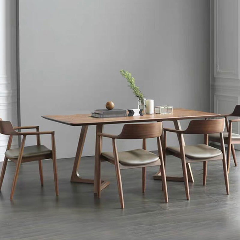 Chaise contemporaine avec accoudoirs ouverts en frêne, chaise de salle à manger rembourrée en noyer (Ensemble de 2)