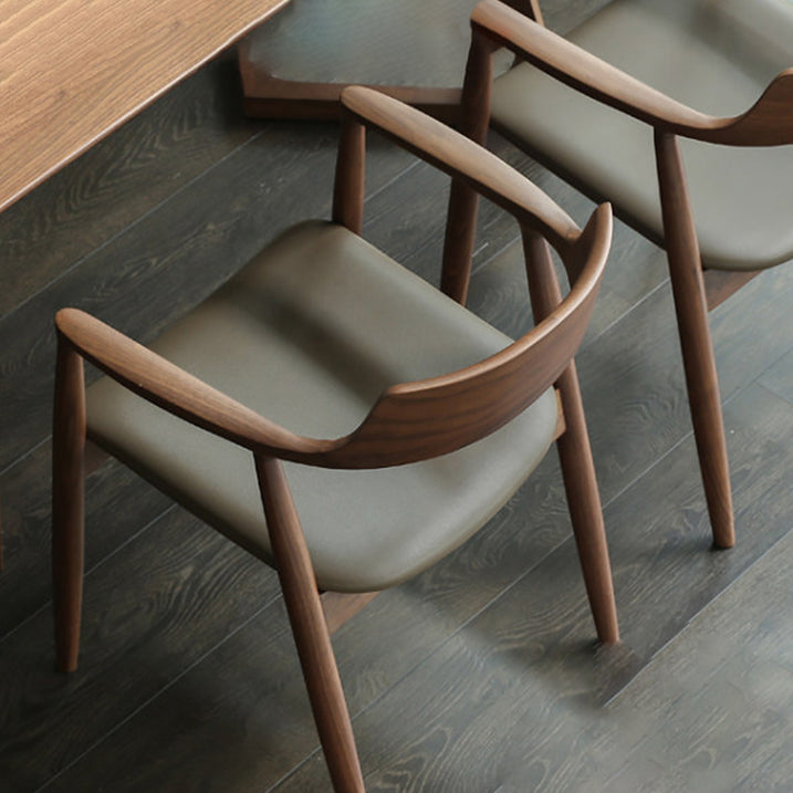 Chaise contemporaine avec accoudoirs ouverts en frêne, chaise de salle à manger rembourrée en noyer (Ensemble de 2)