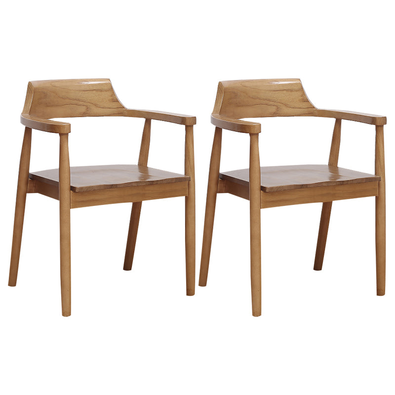 Chaise contemporaine avec accoudoirs ouverts en frêne, chaise de salle à manger rembourrée en noyer (Ensemble de 2)