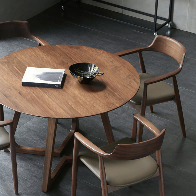 Chaise contemporaine avec accoudoirs ouverts en frêne, chaise de salle à manger rembourrée en noyer (Ensemble de 2)