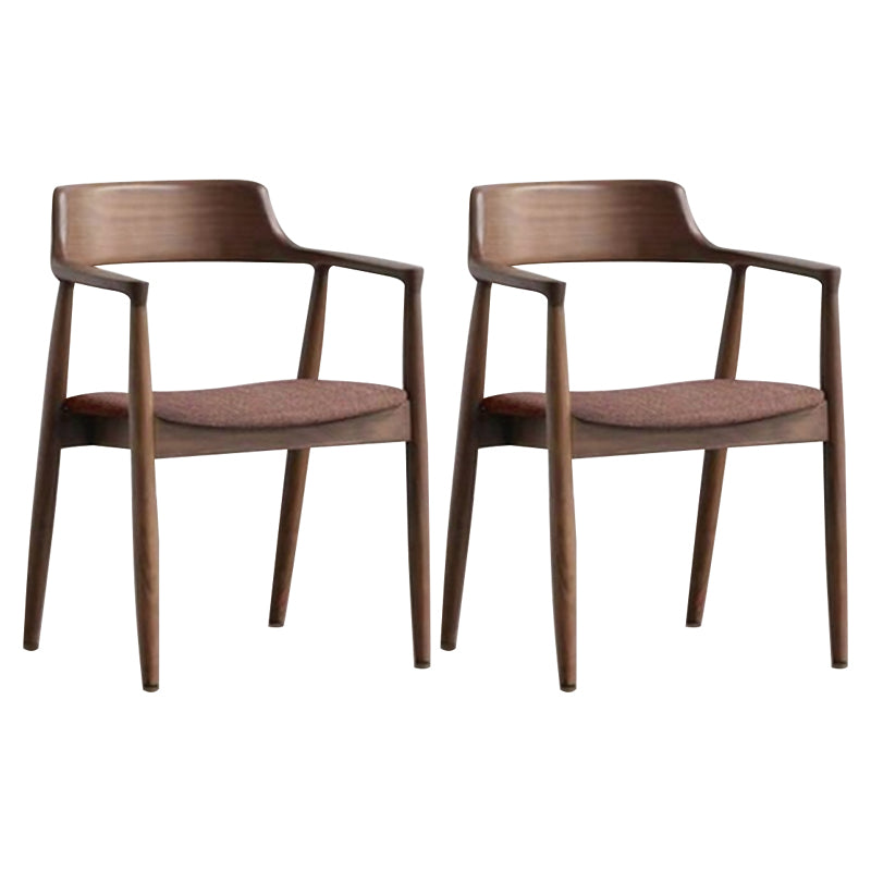 Chaise contemporaine avec accoudoirs ouverts en frêne, chaise de salle à manger rembourrée en noyer (Ensemble de 2)