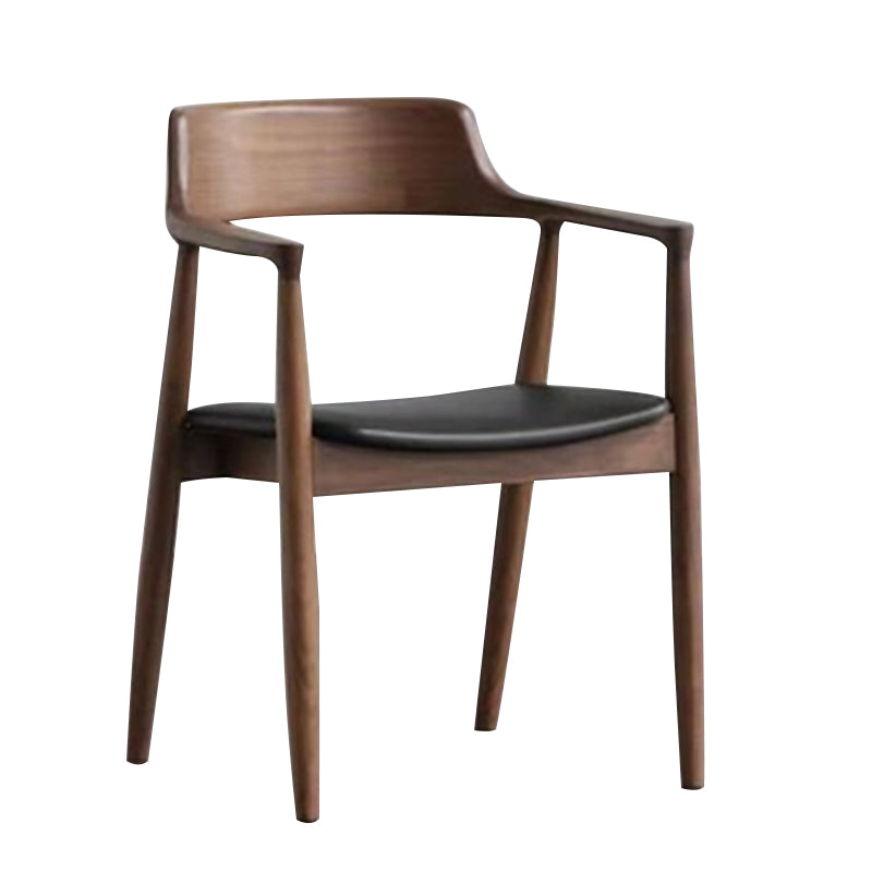 Chaise contemporaine avec accoudoirs ouverts en frêne, chaise de salle à manger rembourrée en noyer (Ensemble de 2)