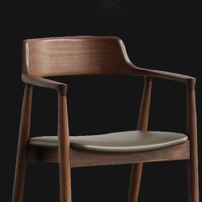 Chaise contemporaine avec accoudoirs ouverts en frêne, chaise de salle à manger rembourrée en noyer (Ensemble de 2)