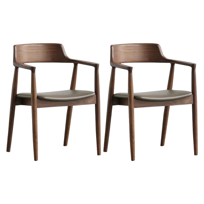 Chaise contemporaine avec accoudoirs ouverts en frêne, chaise de salle à manger rembourrée en noyer (Ensemble de 2)