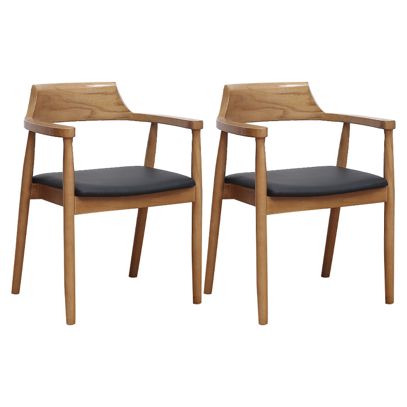 Chaise contemporaine avec accoudoirs ouverts en frêne, chaise de salle à manger rembourrée en noyer (Ensemble de 2)