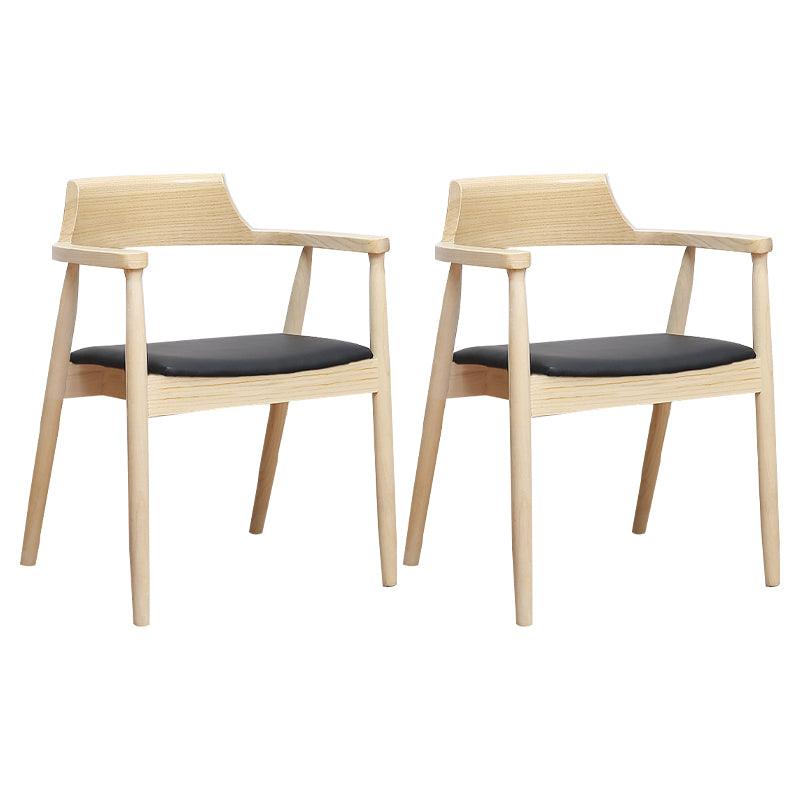 Chaise contemporaine avec accoudoirs ouverts en frêne, chaise de salle à manger rembourrée en noyer (Ensemble de 2)