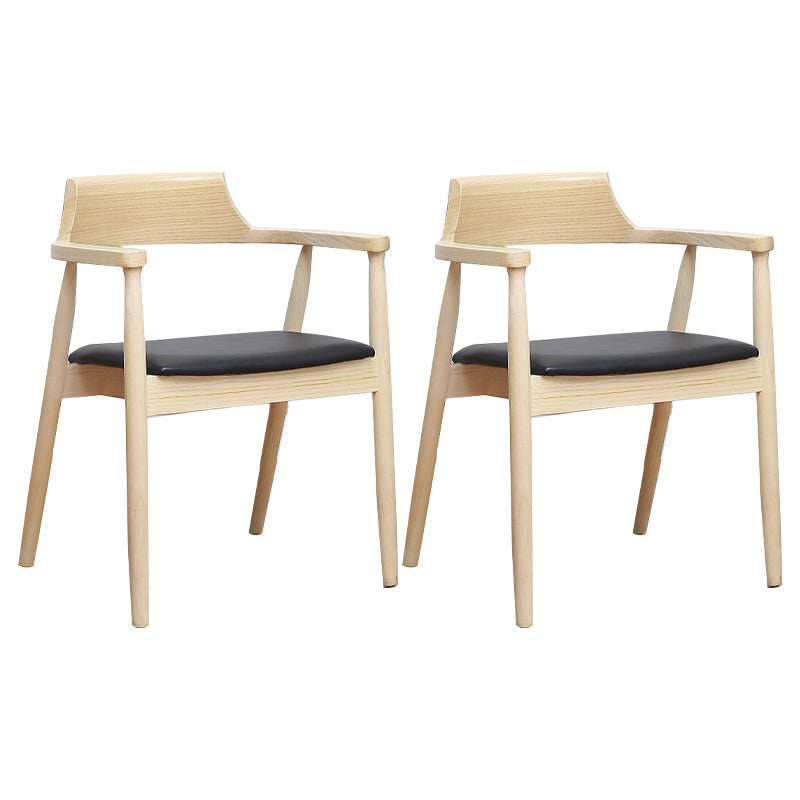 Chaise contemporaine avec accoudoirs ouverts en frêne, chaise de salle à manger rembourrée en noyer (Ensemble de 2)