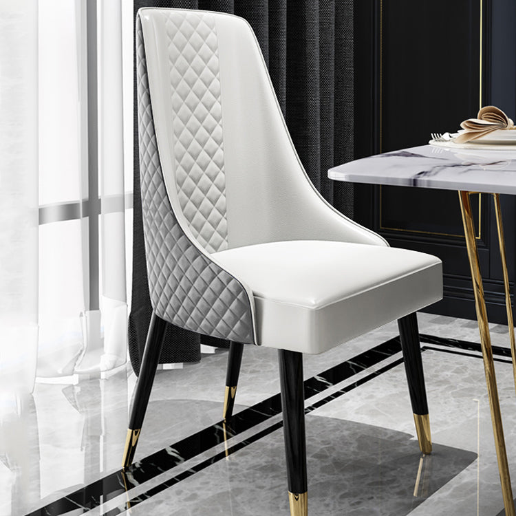 Scandinavian Style Metal Chair Dining Room Solid Back Side Chairs (Set of 2)