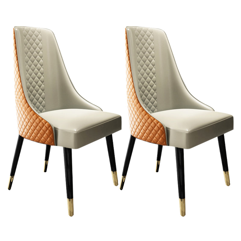 Scandinavian Style Metal Chair Dining Room Solid Back Side Chairs (Set of 2)