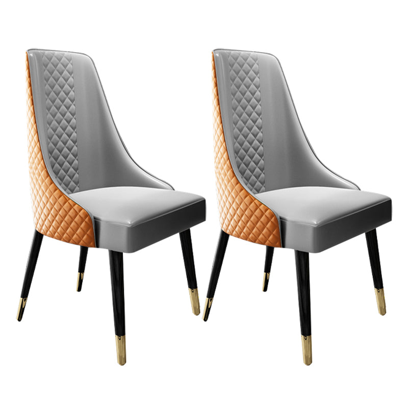 Scandinavian Style Metal Chair Dining Room Solid Back Side Chairs (Set of 2)