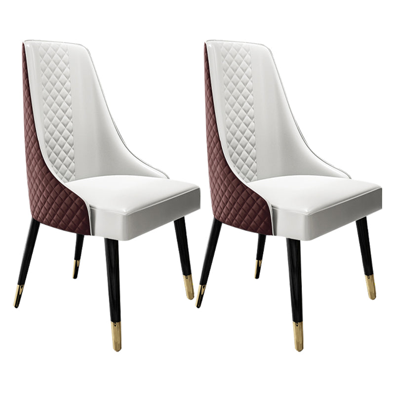 Scandinavian Style Metal Chair Dining Room Solid Back Side Chairs (Set of 2)