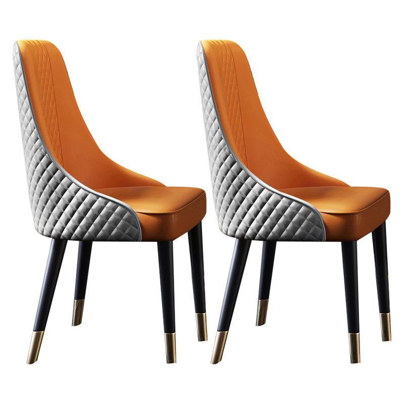 Scandinavian Style Metal Chair Dining Room Solid Back Side Chairs (Set of 2)