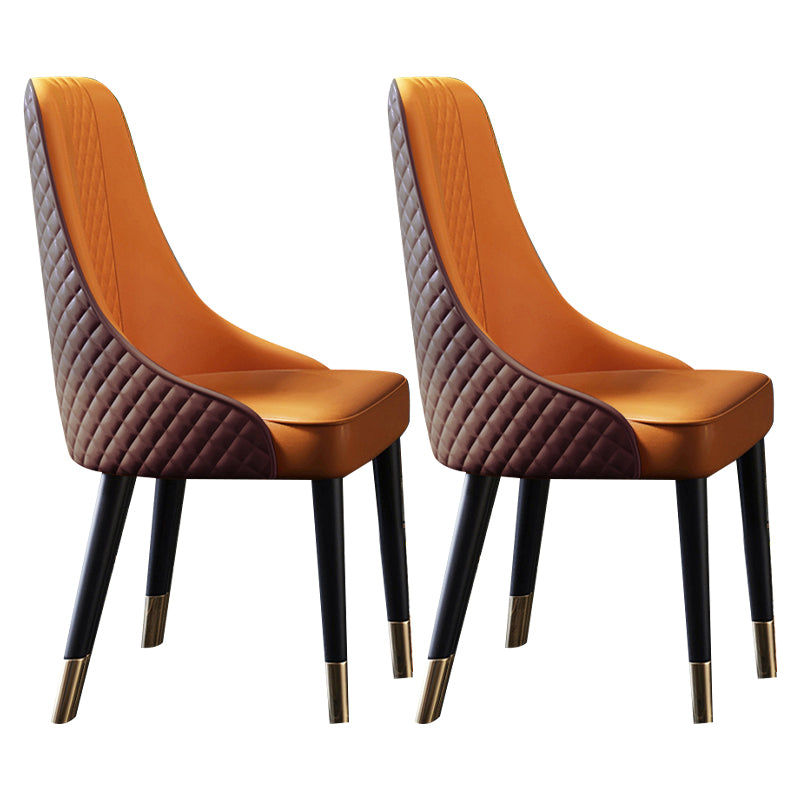 Scandinavian Style Metal Chair Dining Room Solid Back Side Chairs (Set of 2)