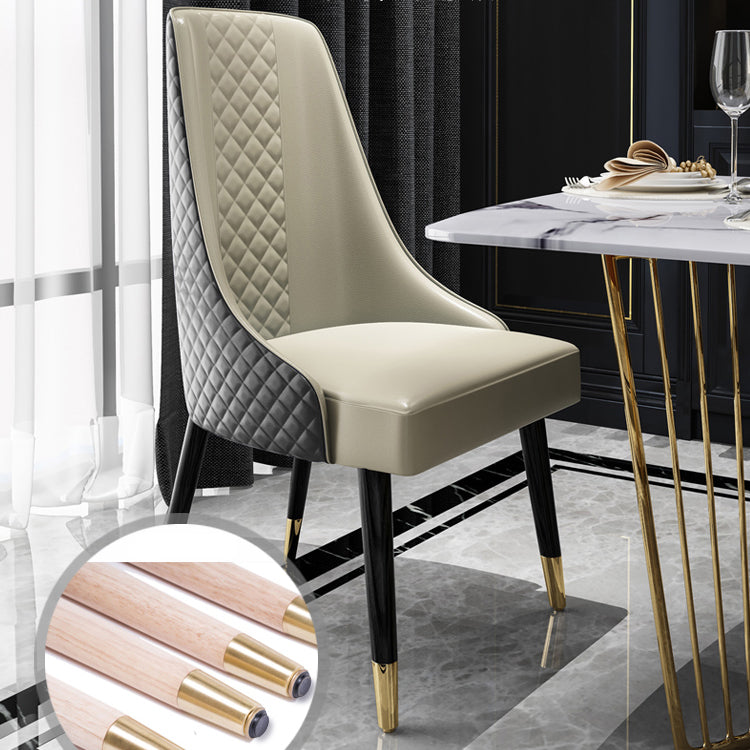 Scandinavian Style Metal Chair Dining Room Solid Back Side Chairs (Set of 2)