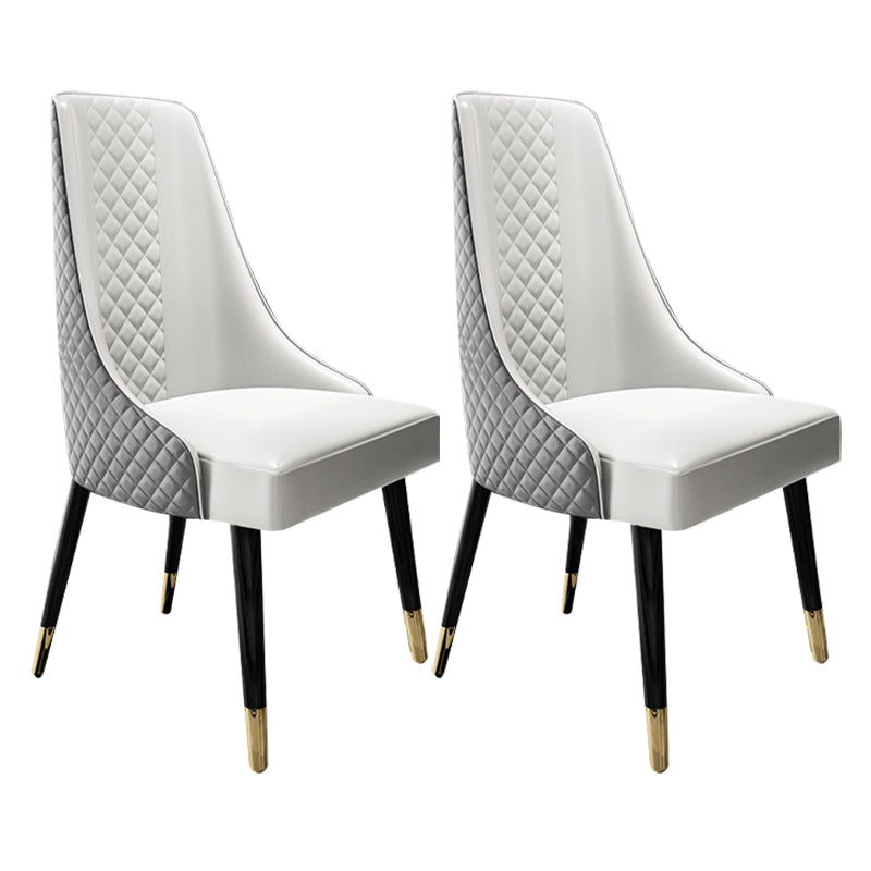 Scandinavian Style Metal Chair Dining Room Solid Back Side Chairs (Set of 2)