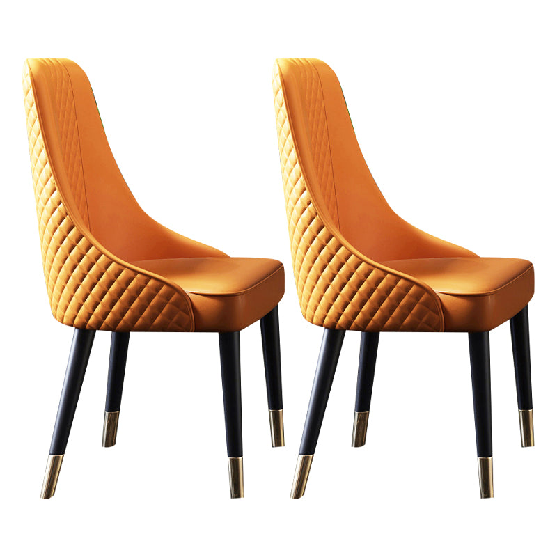 Scandinavian Style Metal Chair Dining Room Solid Back Side Chairs (Set of 2)