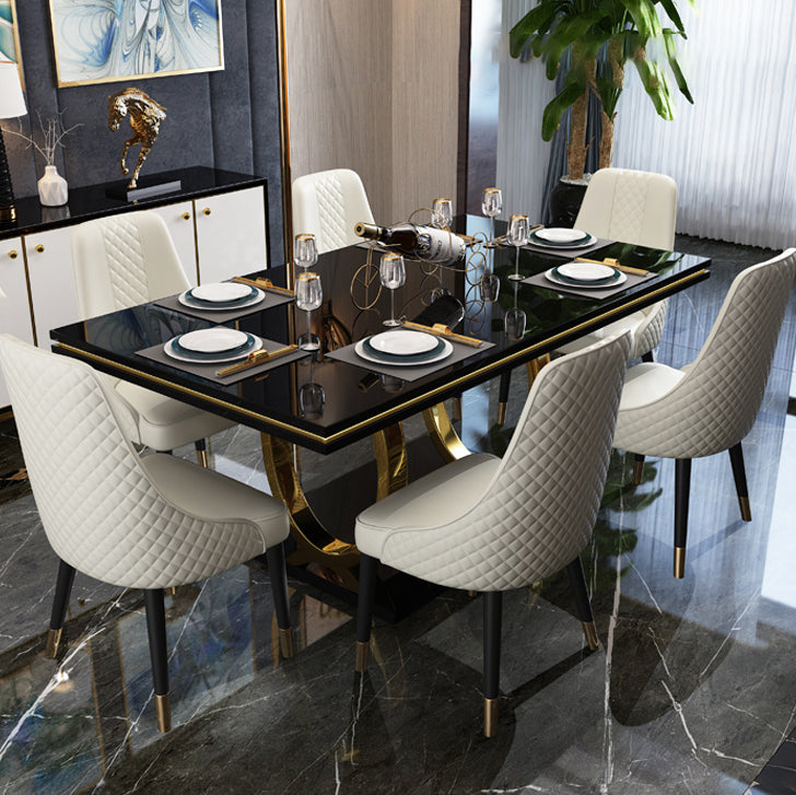 Scandinavian Style Metal Chair Dining Room Solid Back Side Chairs (Set of 2)