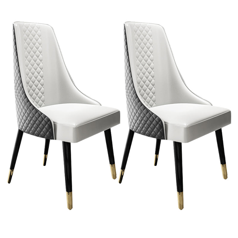 Scandinavian Style Metal Chair Dining Room Solid Back Side Chairs (Set of 2)