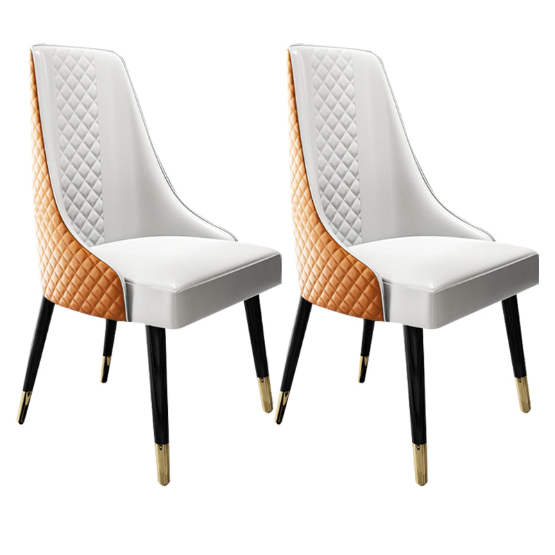 Scandinavian Style Metal Chair Dining Room Solid Back Side Chairs (Set of 2)