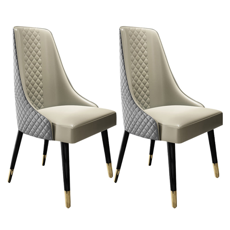 Scandinavian Style Metal Chair Dining Room Solid Back Side Chairs (Set of 2)