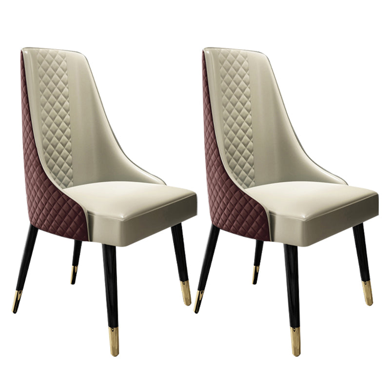 Scandinavian Style Metal Chair Dining Room Solid Back Side Chairs (Set of 2)