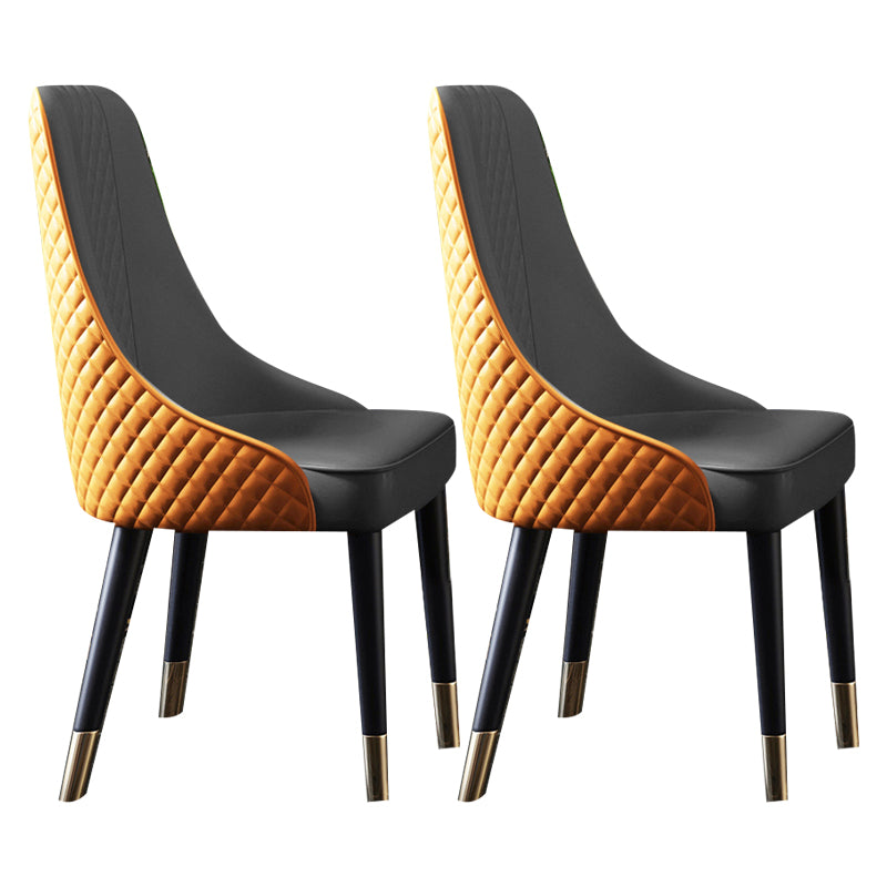 Scandinavian Style Metal Chair Dining Room Solid Back Side Chairs (Set of 2)